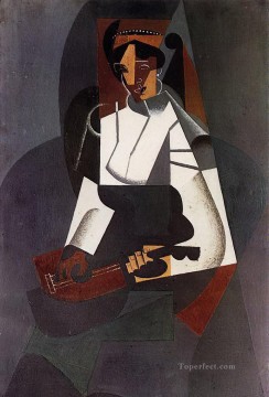  Mandolina Arte - Mujer con mandolina según corot 1916 Juan Gris
